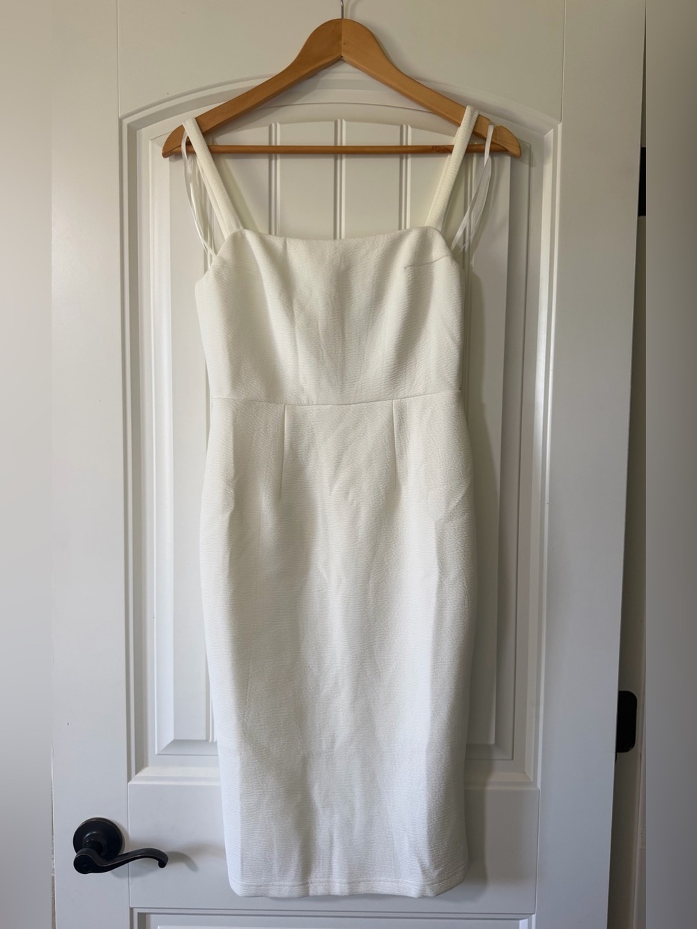 Hello Molly White Textured Midi Sheath Dress